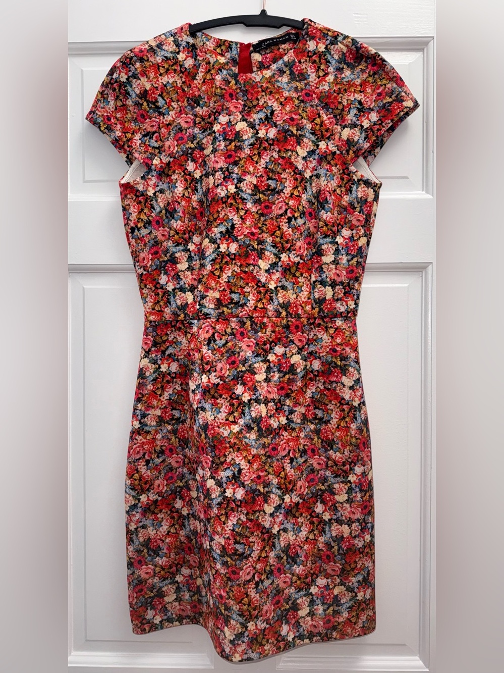 Zara Floral Cap-Sleeve Sheath Dress in Multicolor